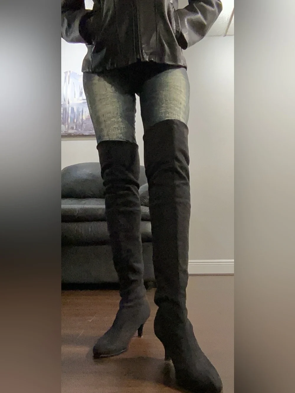Vero Cuoio, Black Women's over the Knee-High Boots - Sleek Stretch Upper